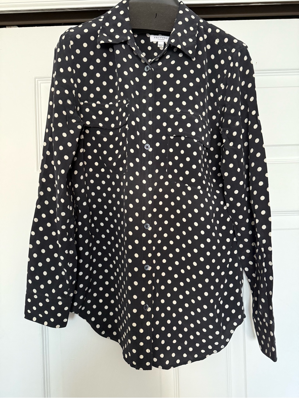 Equipment Black And White Polka Dot Button-Down Shirt